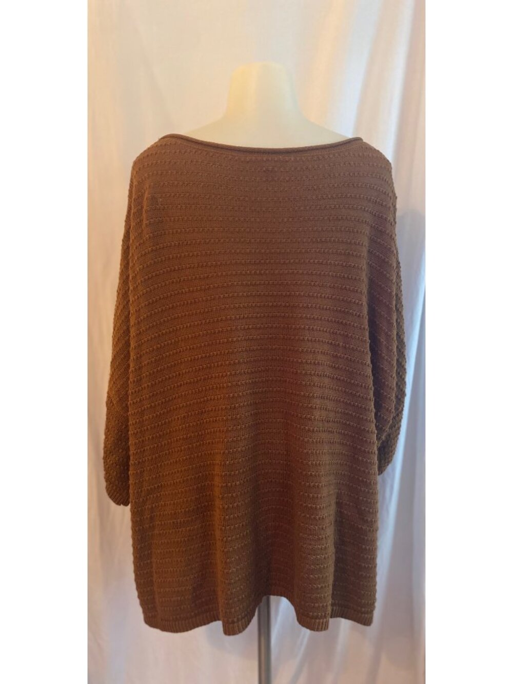 Time And Tru Brown Textured Knit Oversized Sweater - Picture 2 of 4